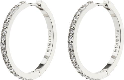 Se Pilgrim Ebna Large Crystal Hoops Silverplated One size - Creoler hos Magasin ved Magasin