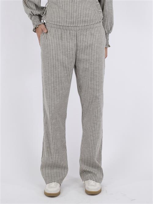 Se Neo Noir Astra Soft Stripe Pants Kvinde Smoke Green Bukser Med Lige Ben Str 38 - hos Magasin ved Magasin