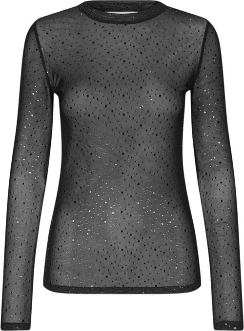 A-VIEW Silke Foil Blouse Kvinde Black Langærmede Bluser Str 40 Silke - hos Magasin