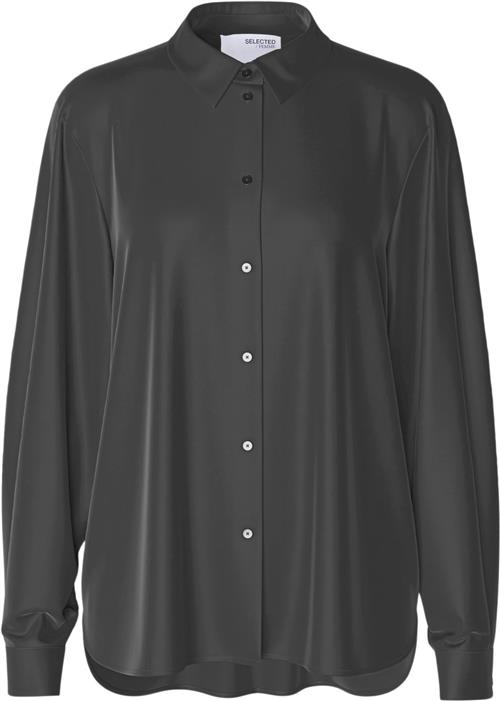 Selected Femme Slflenafranziska LS Shirt Noos Kvinde Volcanic Ash Langærmede Skjorter Str 44 - hos Magasin