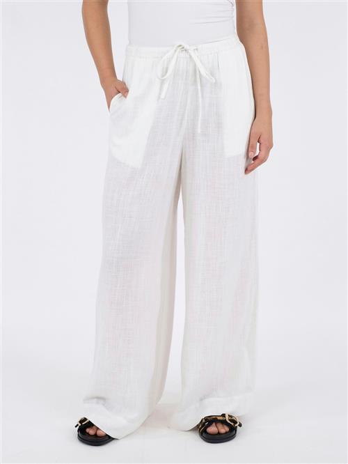 Neo Noir Lissabon Soft Linen Pants Kvinde White Bukser Med Brede Ben Str 42 - hos Magasin