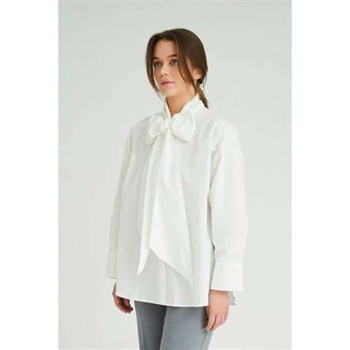 Se A-VIEW Bow Shirt Kvinde White Langærmede Skjorter Str 36 - hos Magasin ved Magasin