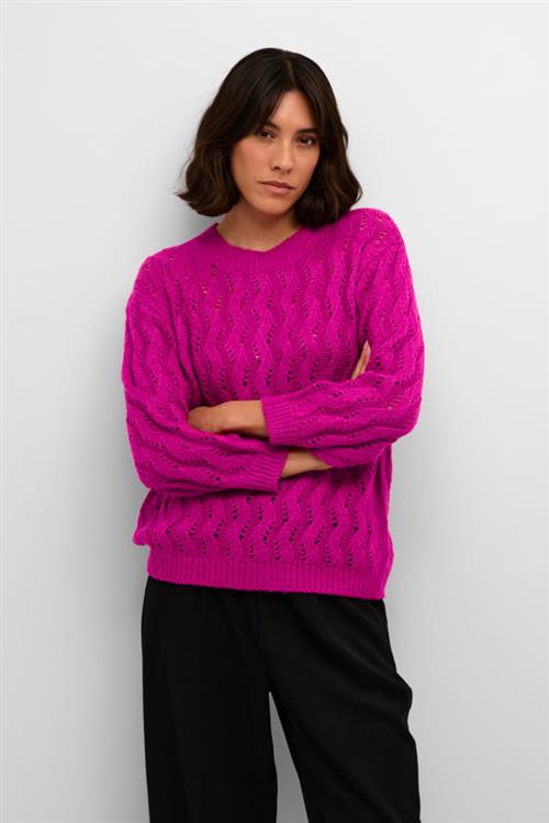 Kaffe Kalena Knit Pullover Kvinde Festival Fuchsia Sweaters Str L - hos Magasin