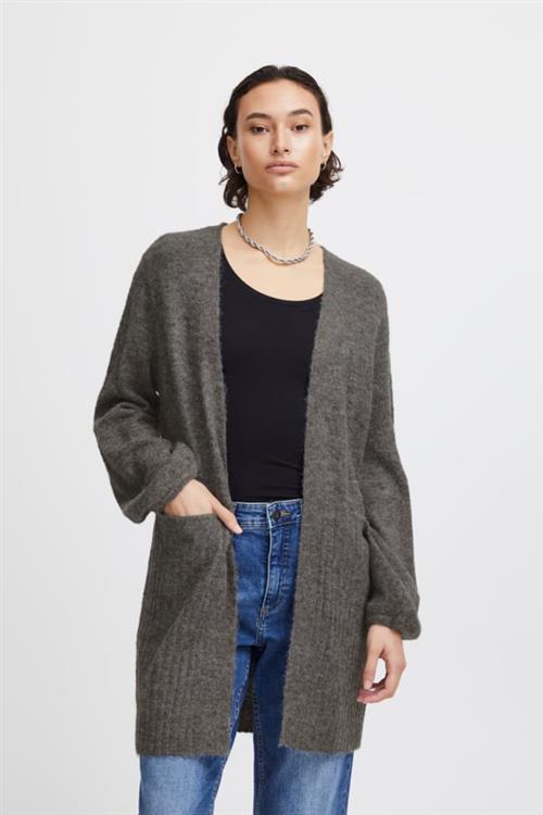 ICHI Ihkamara CA2 Kvinde Dark Grey Melange Cardigans Loose Fit Str L - hos Magasin