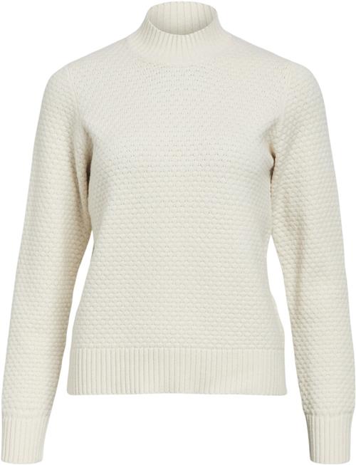 Se Object Objfenya RE L/S Knit Pullover Noos Kvinde White Sand/melange Toppe Regular Fit Str XS - hos Magasin ved Magasin