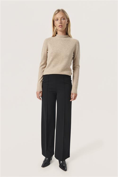 Soaked in Luxury Slbea Pants Kvinde Black Bukser Med Brede Ben Straight Fit Str L - hos Magasin