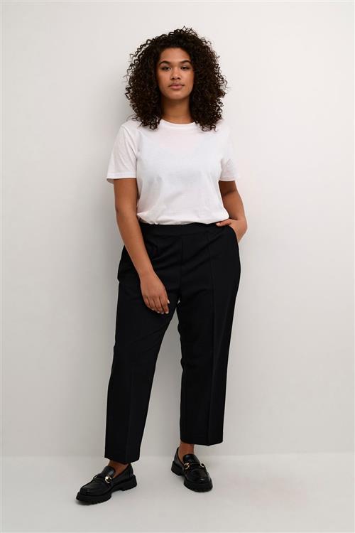 Kaffe Curve Kcsakira Cropped Pants Kvinde Black Deep Bukser Med Brede Ben Str 44 - hos Magasin