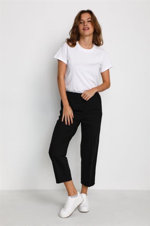 Se Kaffe Kasakura Cropped Pants Kvinde Black Deep Bukser Relaxed Fit Str 46 - hos Magasin ved Magasin