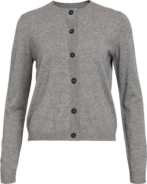 Se Object Objthess L/S Short Cardigan Noos Kvinde Medium Grey Melange Cardigans Str L - hos Magasin ved Magasin