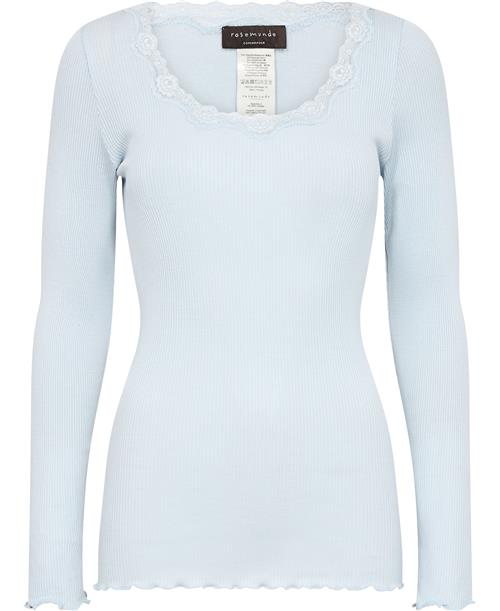 Rosemunde Silk Tshirt w/ Lace Kvinde Heather Sky Kortærmede T-shirts Str M - hos Magasin