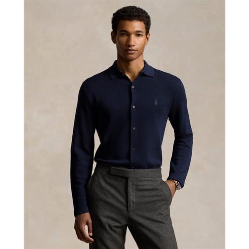 Polo Ralph Lauren 2/48 Merino WL Rwslsl-fuz Mand Blå Langærmede Poloer Str XL Merino - hos Magasin