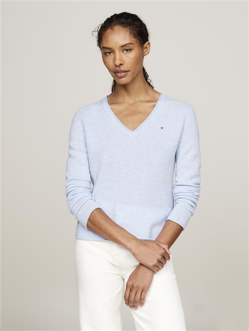 Tommy Hilfiger Soft Wool VNK LS Sweater Kvinde Vessel Blue Heather Langærmede Bluser Str XS - hos Magasin