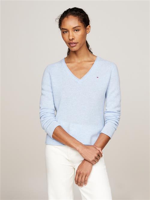 Tommy Hilfiger Soft Wool VNK LS Sweater Kvinde Vessel Blue Heather Langærmede Bluser Str M - hos Magasin