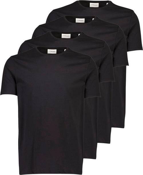 Lindbergh 4PK Basic tee S/S Mand Sort Kortærmede T-shirts Relaxed Fit Str S - hos Magasin