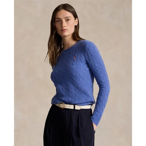 Polo Ralph Lauren Cableknit Wool-cashmere Sweater Kvinde Dockside Blue Heather 24 Sweaters Str L Cashmere - hos Magasin