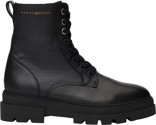 Tommy Hilfiger Bicolor Leather Laceup Kvinde Black Snørestøvler Str 41 - hos Magasin