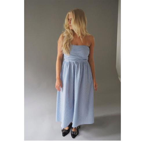 A-VIEW Cecilie Stripe Dress Kvinde Blue/white Maxi Kjoler Str 44 - hos Magasin