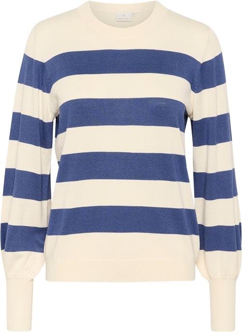 Kaffe Kalizza Striped Pullover Kvinde Turtle Dove / Blue Bold Stripe Sweaters Str L - hos Magasin