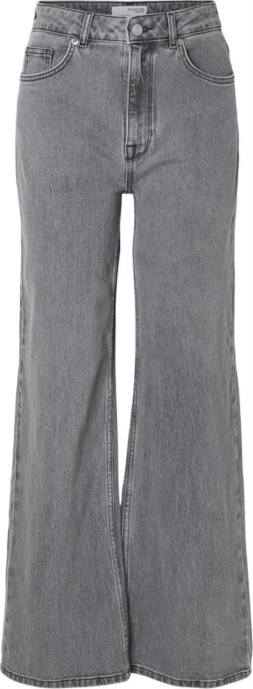 Selected Femme Slfalice HW WID Long Eloise GRE JEA Kvinde Light Grey Denim Wide Jeans Str "26/""32" - hos Magasin