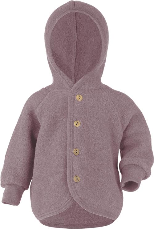 Engel Natur Hooded Jacket, With Wooden Buttons, IVN Best Str 62-68 - Rosentræ Bluser & Cardigans I Uld hos Magasin