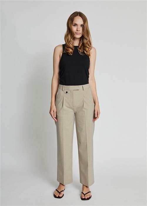 Bruun & Stengade BS Dagmar Pants Kvinde Sand Bukser Med Lige Ben Str 40 - Polyester hos Magasin