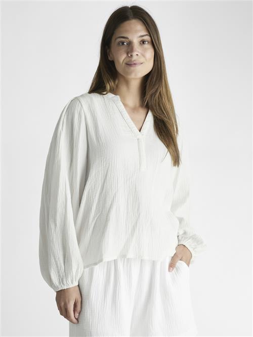 Se Neo Noir Mimmi Waffle Blouse Kvinde Off White Langærmede Bluser Str 40 - hos Magasin ved Magasin