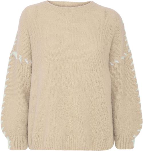 ICHI Ixmarina LS Kvinde Oatmeal W/cloud Dancer Sweaters Str M/L - hos Magasin