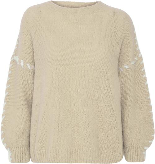 Se ICHI Ixmarina LS Kvinde Oatmeal W/cloud Dancer Sweaters Str XS/S - hos Magasin ved Magasin