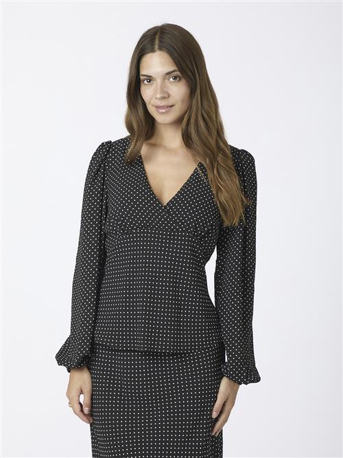 Neo Noir Jane Dot Blouse Kvinde Black Langærmede Bluser Str 40 - hos Magasin