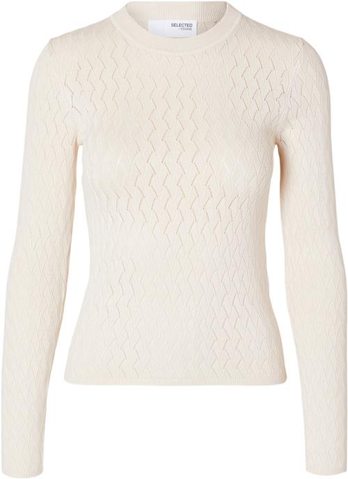 Se Selected Femme Slfcabala LS Knit Oneck Kvinde Birch Sweaters Tight Fit Str L - hos Magasin ved Magasin