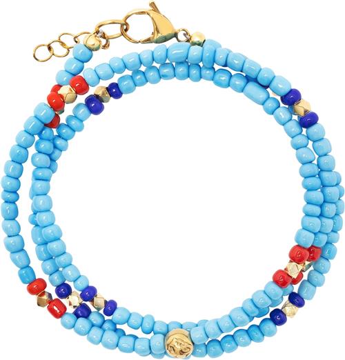 Nialaya The Mykonos Collection Vintage Turquoise, Red, and Blue Glass Bead XL - Armbånd hos Magasin