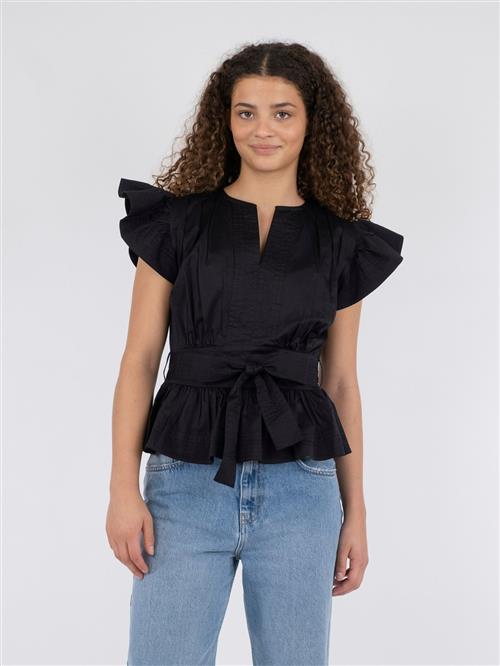 Neo Noir Dalia Cotton Satin Top Kvinde Black Toppe Str 44 - hos Magasin