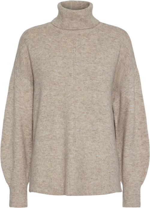 Pieces Pcmalou LS Rollneck Knit Noos BC Kvinde Taupe Gray/melange Rullekraver Str S - hos Magasin