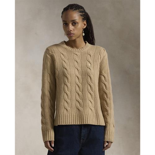 Se Polo Ralph Lauren Classic Fit Cable Woolcashmere Sweater Kvinde Camel Melange Sweaters Str XS - hos Magasin ved Magasin