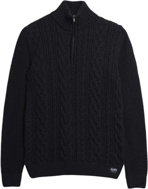 Se Superdry Jacob Cable Knit Half ZIP Mand 98t Turtlenecks Str XL - hos Magasin ved Magasin