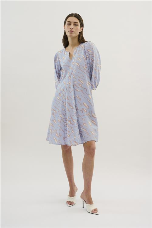 Karen by Simonsen Kbpassion Indie Dress Kvinde Palmer Aop Dusty Blue Midi Kjoler Str 42 - hos Magasin