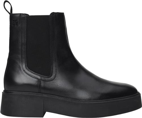 Se Tommy Hilfiger Minimal Leather Chelsea Logotape Kvinde Black Chelsea Boots Str 40 - hos Magasin ved Magasin