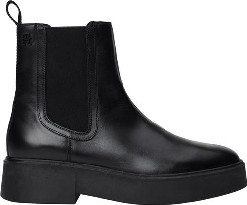 Tommy Hilfiger Minimal Leather Chelsea Logotape Kvinde Black Chelsea Boots Str 37 - hos Magasin