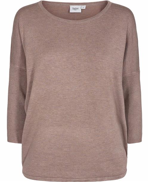 Saint Tropez A2561, Milasz Rneck Pullover Kvinde Atmos Melange Sweaters Casual Fit Str L - hos Magasin