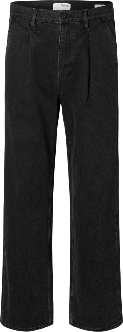 Selected Homme Slh220loose Kobe Pleat 5431 BLK JN Mand Sort Jeans Str "36/""34" - hos Magasin