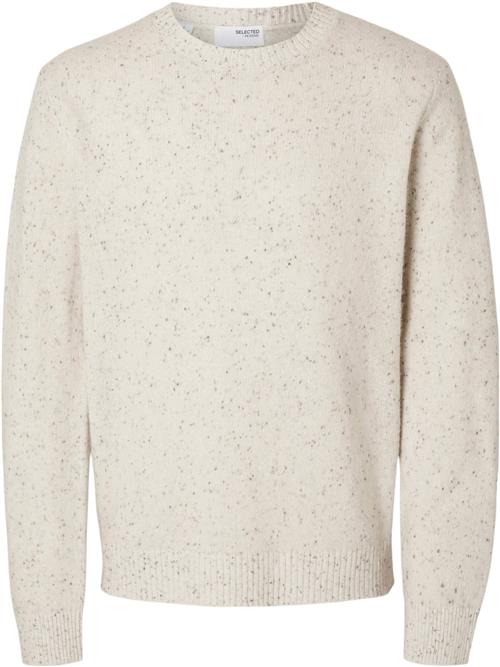 Se Selected Homme Slhneil LS Knit Neps Crew Neck Mand Tofu/neps Sweaters Str S - hos Magasin ved Magasin