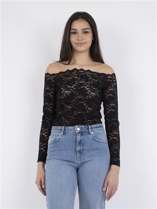 Se Neo Noir Casadi Lace Flower Blouse Kvinde Black Toppe Str 40 - hos Magasin ved Magasin