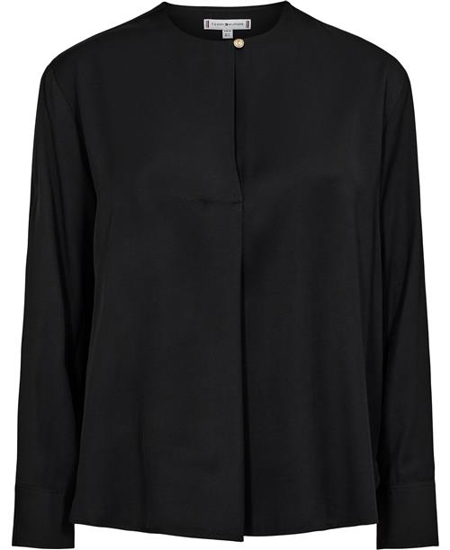 Tommy Hilfiger Fluid Viscose Vneck Rlxd Blouse Kvinde Black Langærmede Bluser Str 42 - hos Magasin