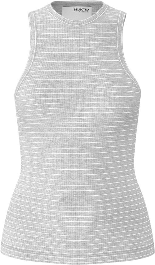 Selected Femme Slfanna Oneck Striped Tank TOP NOO Kvinde Grå Tanktoppe Str XS - hos Magasin