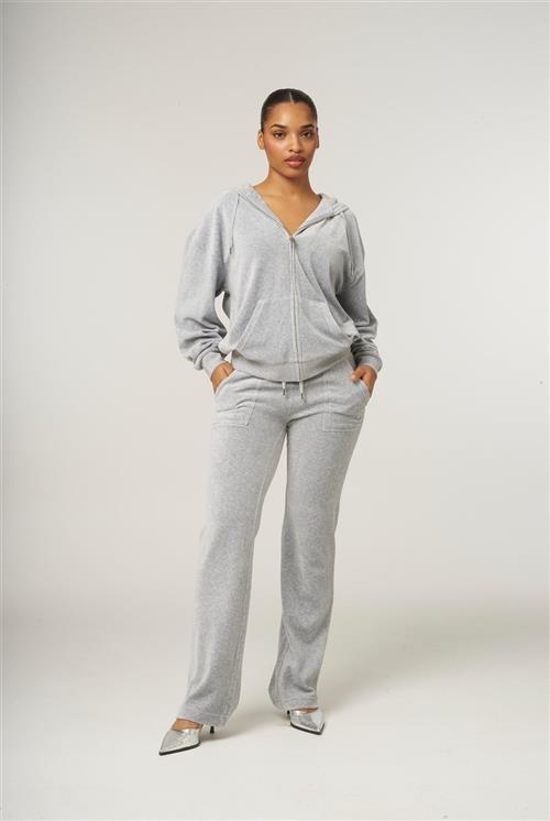 Juicy Couture Halan Oversized ZIP Thru Hoodie Kvinde Silver Marl Hættetrøjer Str L - Velour hos Magasin