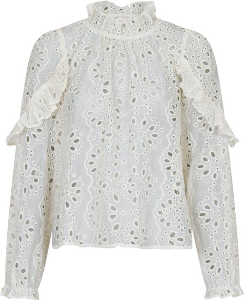 Neo Noir Nadira Embroidery Blouse Kvinde Ivory Langærmede Bluser Str 44 - hos Magasin