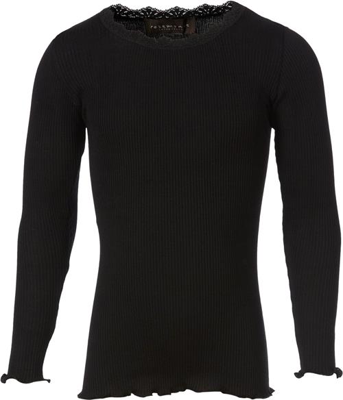 Se Rosemunde Silk Tshirt Regular ls w/ Lace Str 8 år - Sort Langærmede T-shirts Silke hos Magasin ved Magasin