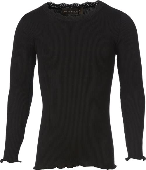 Se Rosemunde Silk Tshirt Regular ls w/ Lace Str 10 år - Sort Langærmede T-shirts Silke hos Magasin ved Magasin