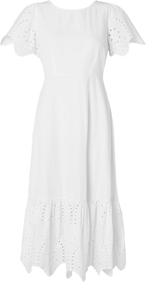 Selected Femme Slfkelli SS Ankle Broderi Dress B Kvinde Hvid Maxi Kjoler Regular Fit Str 38 - hos Magasin