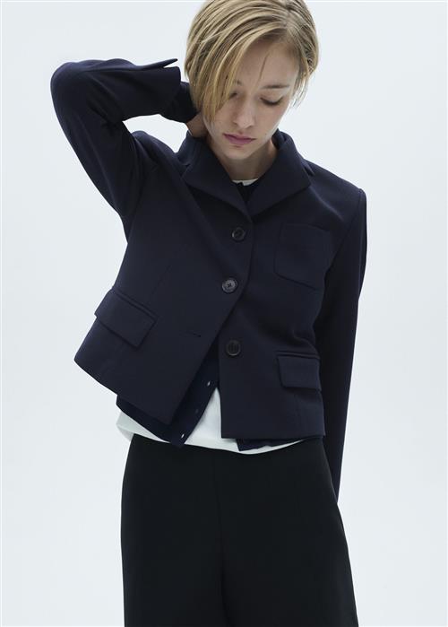 Se MANGO Cropped Jacket With Buttons Kvinde Navy Blazere Str XXS - hos Magasin ved Magasin